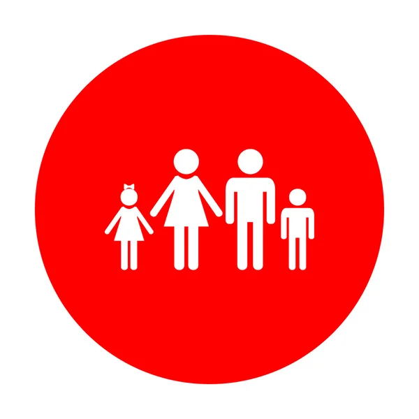 Familienzeichen-Illustration. weißes Symbol auf rotem Kreis. — Stockvektor