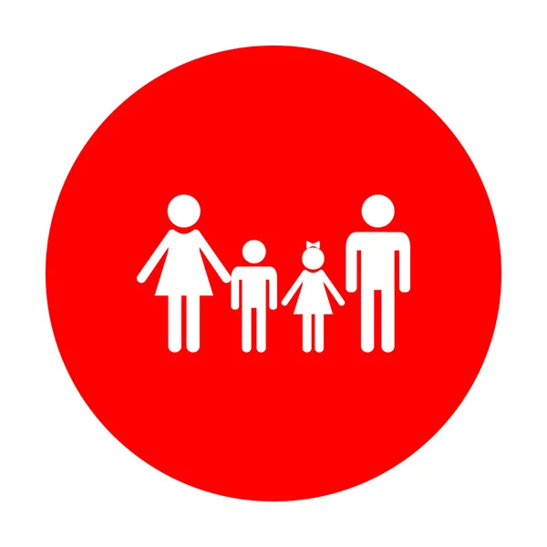 Familienzeichen. weißes Symbol auf rotem Kreis. — Stockvektor