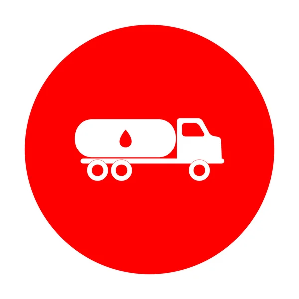 Car transports Oil sign. White icon on red circle. — Stock Vector