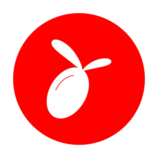 Illustration de signe d'olive. Icône blanche sur cercle rouge . — Image vectorielle