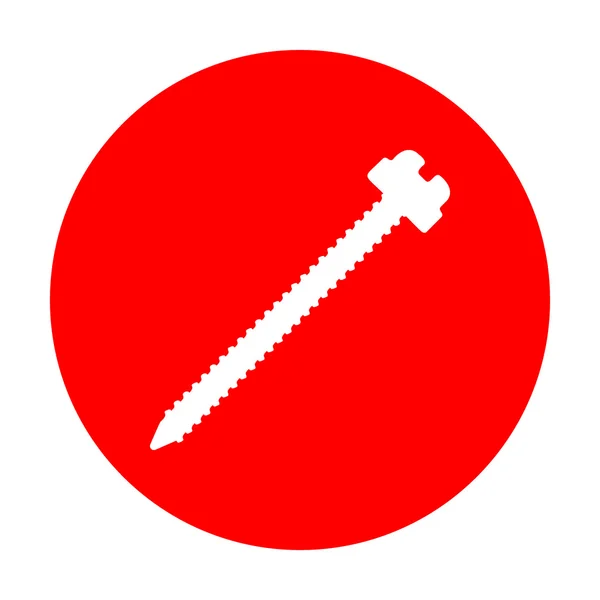 Illustration de signe de vis. Icône blanche sur cercle rouge . — Image vectorielle