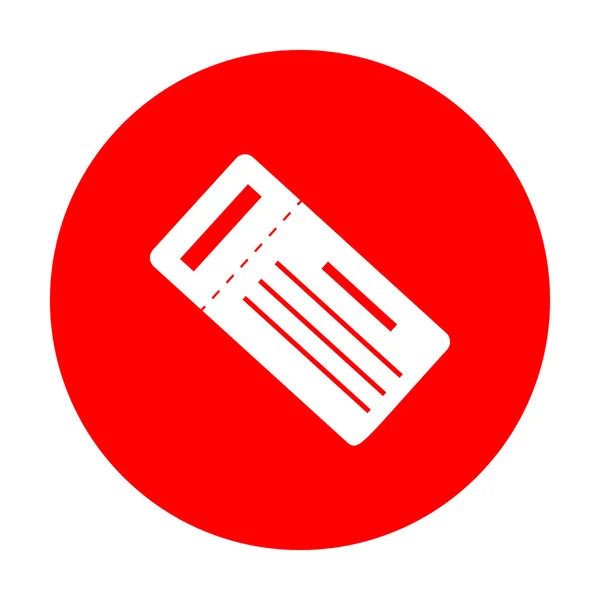 Εισιτήριο απλό σημάδι. Λευκό εικονίδιο στον κόκκινο κύκλο. — Διανυσματικό Αρχείο