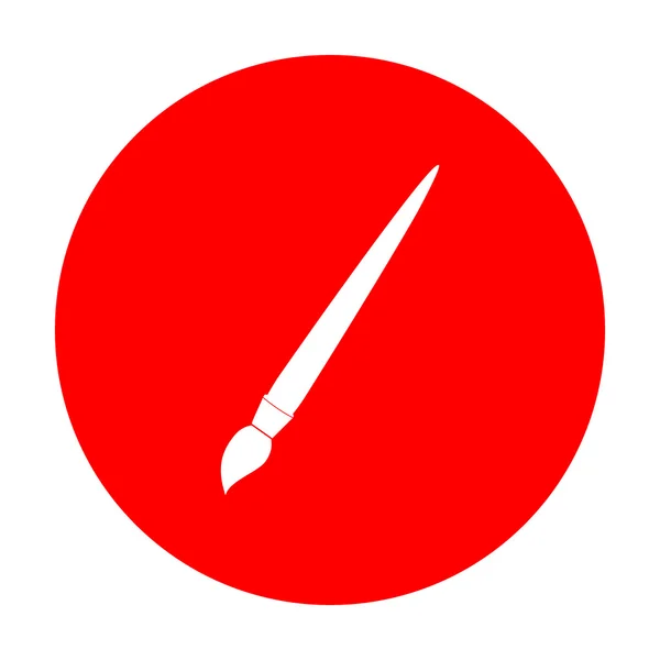 Borste tecken illustration. Vit ikon på röd cirkel. — Stock vektor
