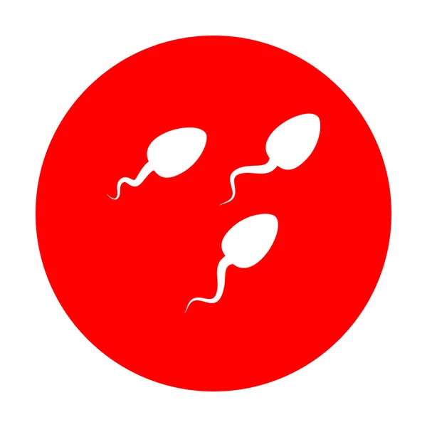 Ilustração do sinal do esperma. Ícone branco no círculo vermelho . —  Vetores de Stock