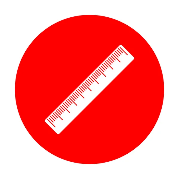 Zentimeterlinienzeichen. weißes Symbol auf rotem Kreis. — Stockvektor