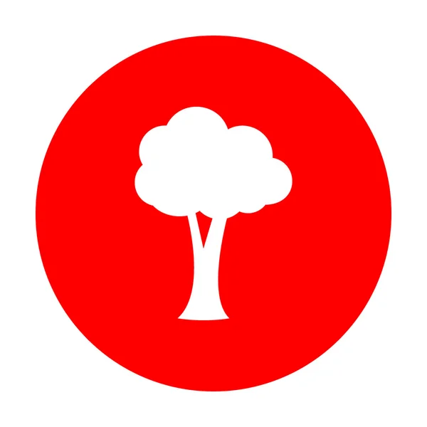 Signo de árbol ilustración. Icono blanco en círculo rojo . — Vector de stock