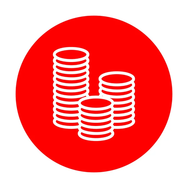 Pénz jel illusztráció. Fehér ikon piros kör. — Stock Vector