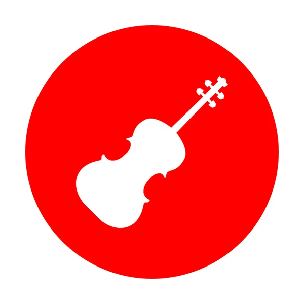 Illustrazione segno violino. Icona bianca sul cerchio rosso . — Vettoriale Stock