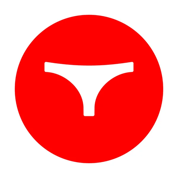Dámské kalhotky podepsat. Bílá ikona na červený kroužek. — Stockový vektor