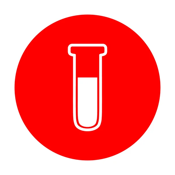 Tıbbi tüp simgesi. Laboratuvar cam işareti. Beyaz simgesi üzerinde kırmızı daire. — Stok Vektör