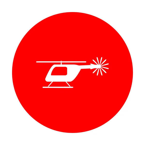 Ілюстрація знаку вертольота. Біла піктограма на червоному колі . — стоковий вектор