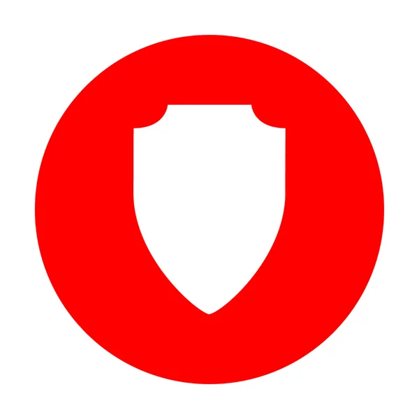Illustration du bouclier. Icône blanche sur cercle rouge . — Image vectorielle