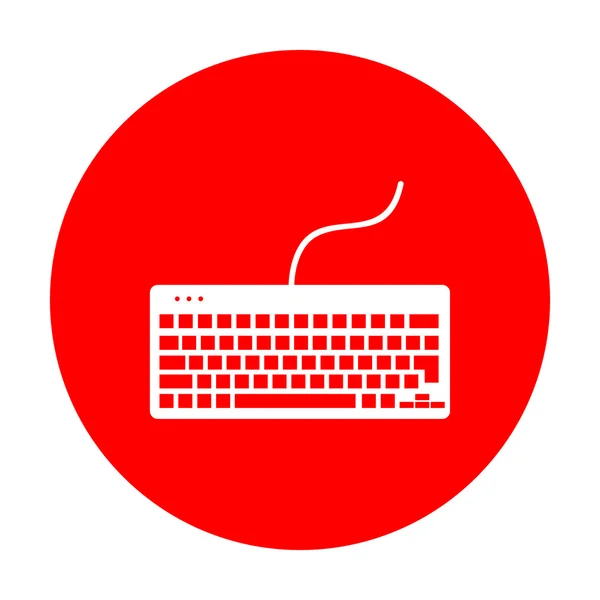 Clavier simple signe. Icône blanche sur cercle rouge . — Image vectorielle