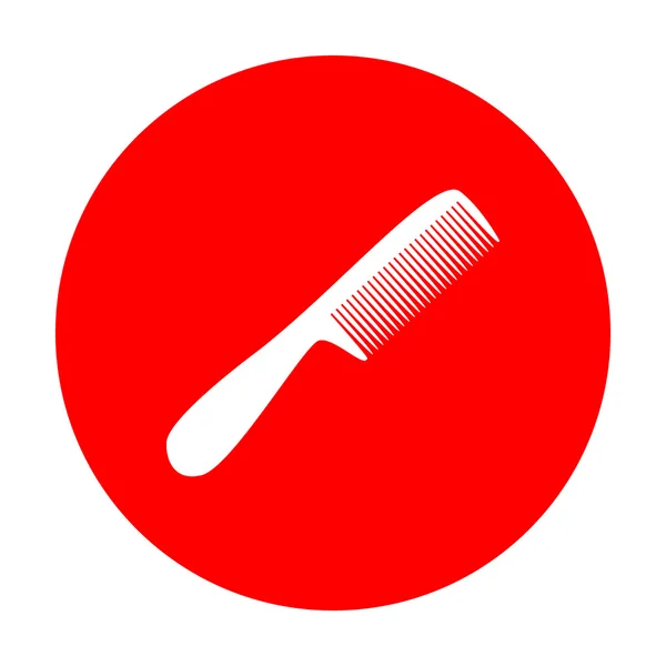 Hřeben jednoduché znamení. Bílá ikona na červený kroužek. — Stockový vektor