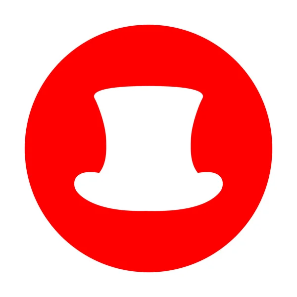 Placa de chapéu. Ícone branco no círculo vermelho . —  Vetores de Stock