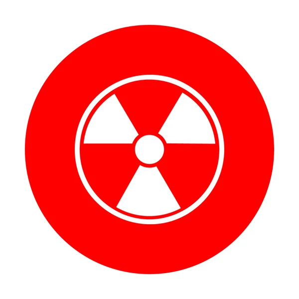 Promieniowanie rundy znak. Biała ikona na czerwone kółko. — Wektor stockowy