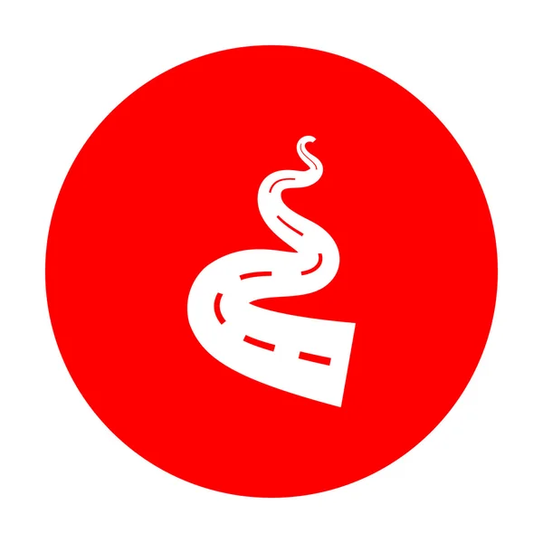 Carretera simple señal. Icono blanco en círculo rojo . — Vector de stock