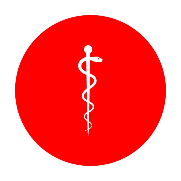 Символ медицини. Біла піктограма на червоному колі . — стоковий вектор