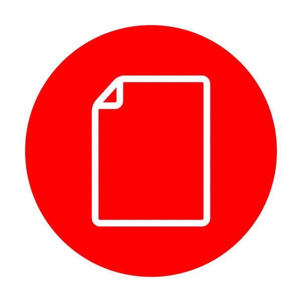 Document teken illustratie. Wit pictogram op de rode cirkel. — Stockvector