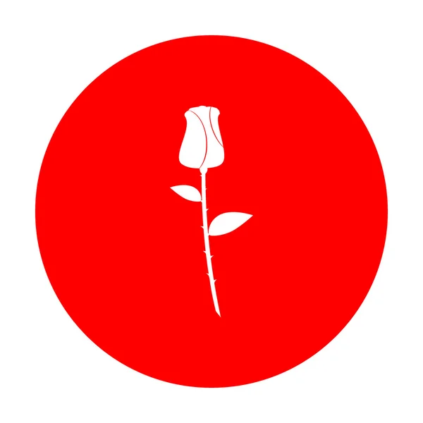 Obrázek růže znamení. Bílá ikona na červený kroužek. — Stockový vektor