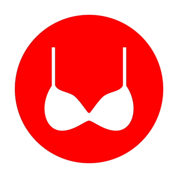 Beha eenvoudige teken. Wit pictogram op de rode cirkel. — Stockvector