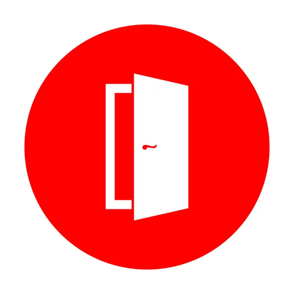 Πόρτα εισόδου εικονογράφηση. Λευκό εικονίδιο στον κόκκινο κύκλο. — Διανυσματικό Αρχείο