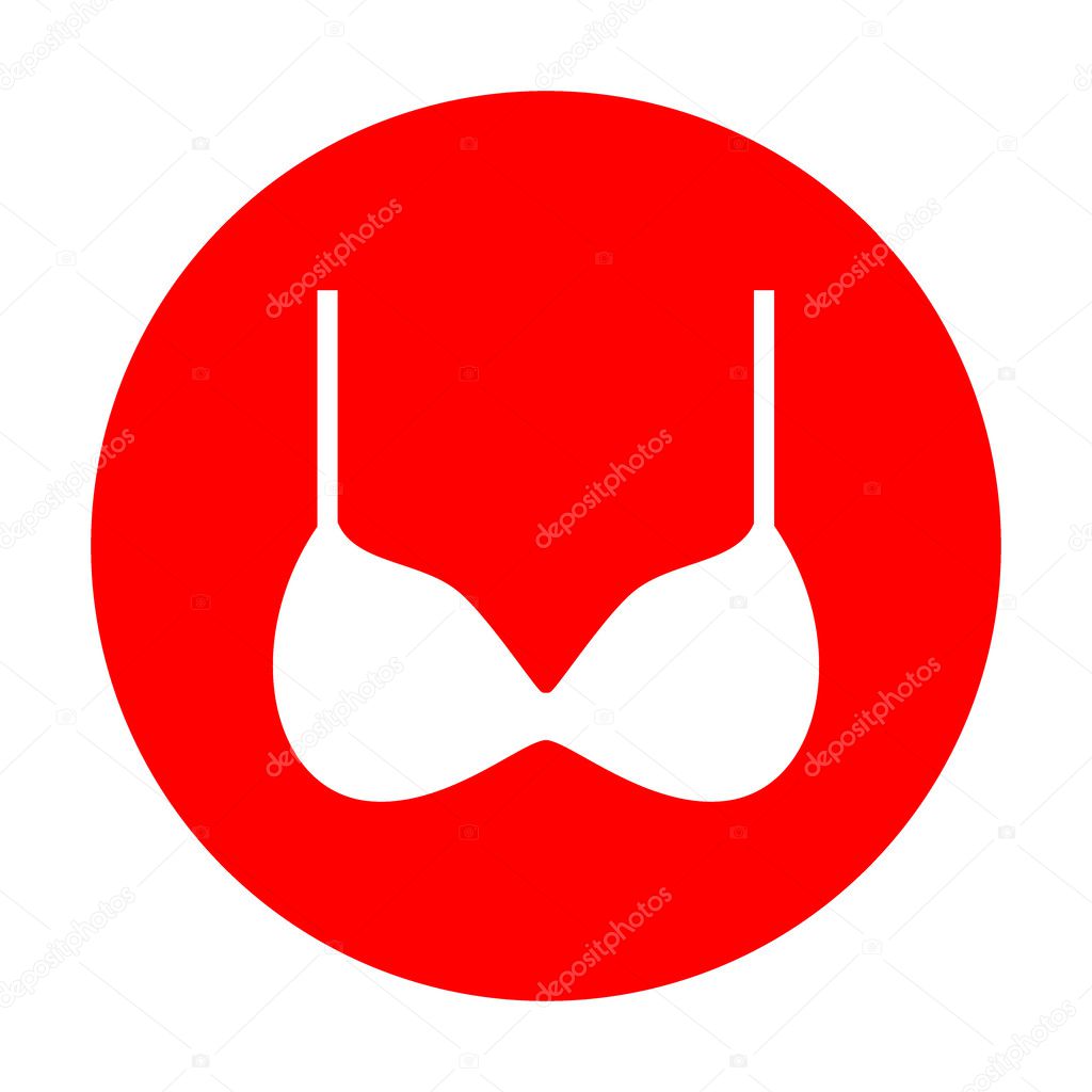 Bra simple sign. White icon on red circle.