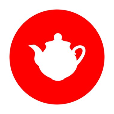 Çay makinesi mutfak işareti. Beyaz simgesi üzerinde kırmızı daire.