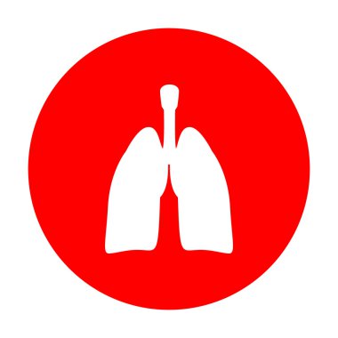 İnsan organlarını akciğerler imzala. Beyaz simgesi üzerinde kırmızı daire.