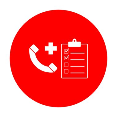 Tıbbi consultration işareti. Beyaz simgesi üzerinde kırmızı daire.