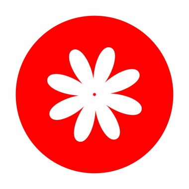 Çiçek işareti illüstrasyon. Beyaz simgesi üzerinde kırmızı daire.