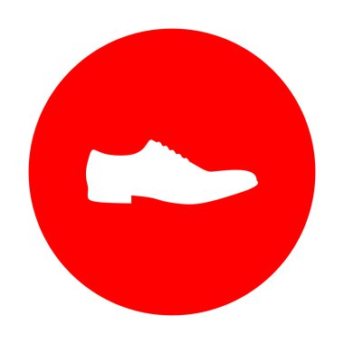 Erkek ayakkabıları imzala. Beyaz simgesi üzerinde kırmızı daire.