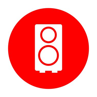 Hoparlör illüstrasyon işareti. Beyaz simgesi üzerinde kırmızı daire.