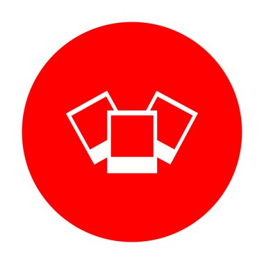 Fotoğraf illüstrasyon işareti. Beyaz simgesi üzerinde kırmızı daire.