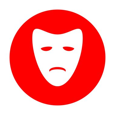 Trajedi Tiyatro maskeleri. Beyaz simgesi üzerinde kırmızı daire.