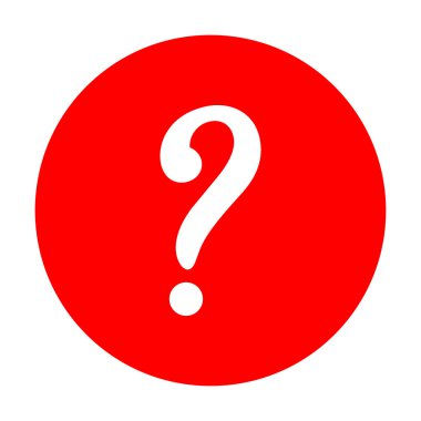 Soru işareti işareti. Beyaz simgesi üzerinde kırmızı daire.