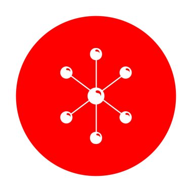 Molekül işareti illüstrasyon. Beyaz simgesi üzerinde kırmızı daire.