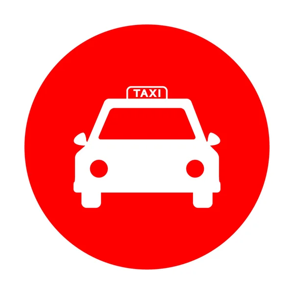 Taxi tecken illustration. Vit ikon på röd cirkel. — Stock vektor