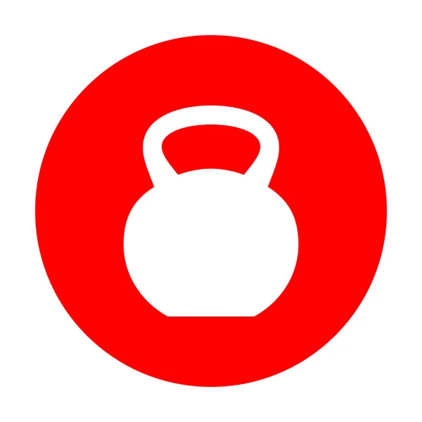 Fitness Dumbbell işareti. Beyaz simgesi üzerinde kırmızı daire. — Stok Vektör