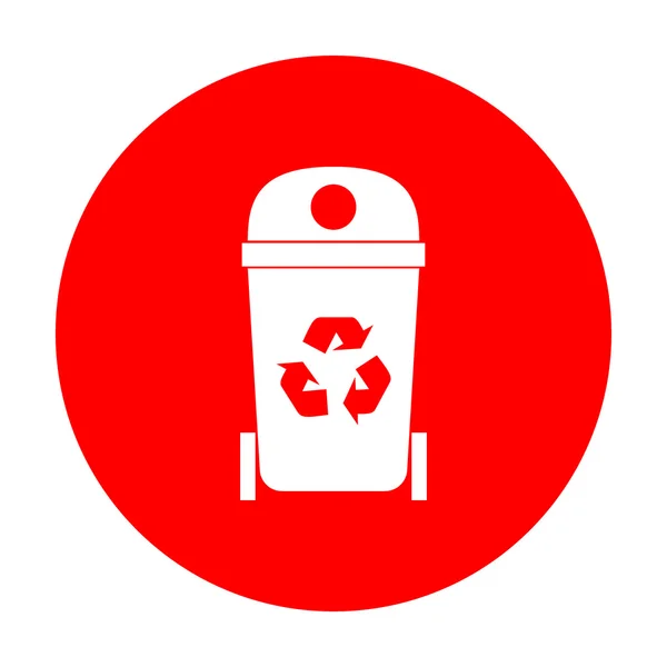 Trashcan tecken illustration. Vit ikon på röd cirkel. — Stock vektor