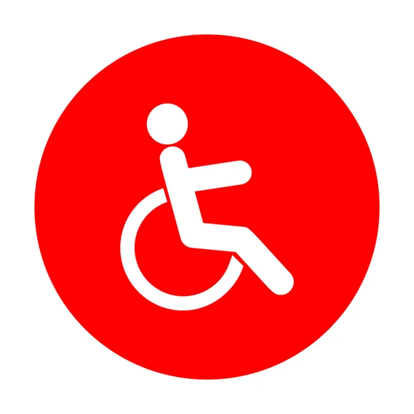 Handicap teken de afbeelding. Wit pictogram op de rode cirkel. — Stockvector