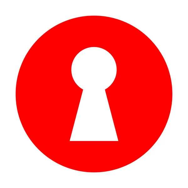 Schlüssellochschildillustration. weißes Symbol auf rotem Kreis. — Stockvektor
