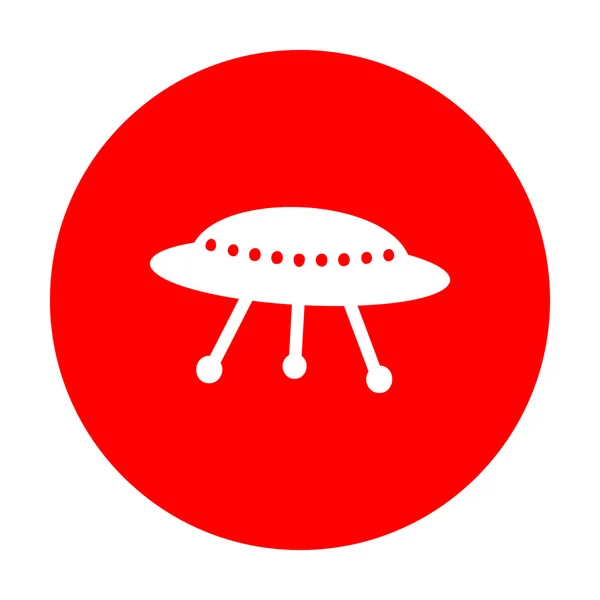 Signo simple OVNI. Icono blanco en círculo rojo . — Archivo Imágenes Vectoriales