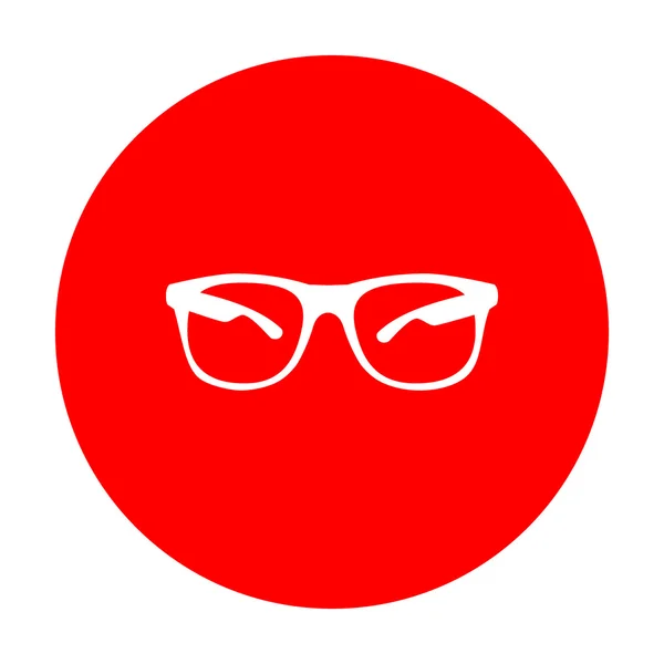 Gafas de sol signo ilustración. Icono blanco en círculo rojo . — Vector de stock