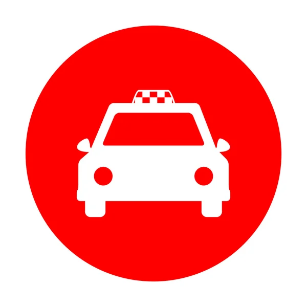 Táxi sinal ilustração. Ícone branco no círculo vermelho . —  Vetores de Stock