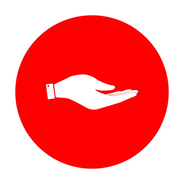 Hand sign illustration. White icon on red circle. — Stock Vector