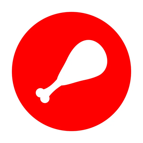 Sinal de perna de frango. Ícone branco no círculo vermelho . — Vetor de Stock