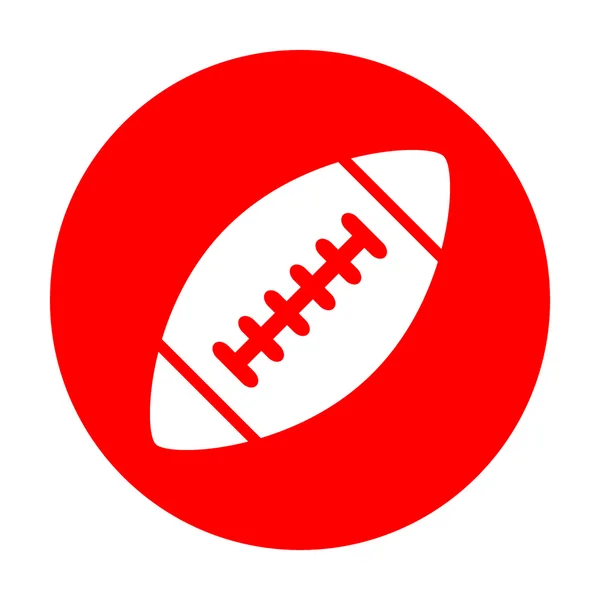 Pelota de fútbol americano simple. Icono blanco en círculo rojo . — Vector de stock