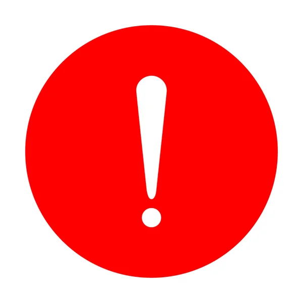 Illustration de signe d'attention. Icône blanche sur cercle rouge . — Image vectorielle