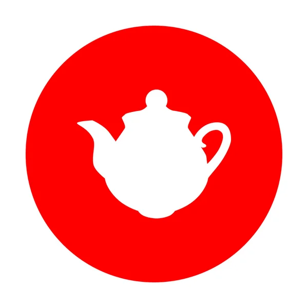 Tea maker sign. White icon on red circle. — Stock Vector